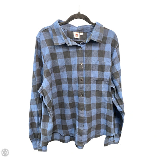 Blouse Long Sleeve By Clothes Mentor In Black & Blue, Size: Xxl