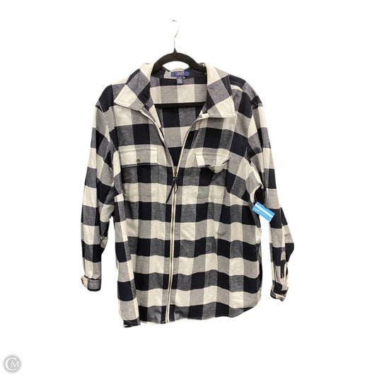 Jacket Shirt By Chaps In Black & White, Size: 1x