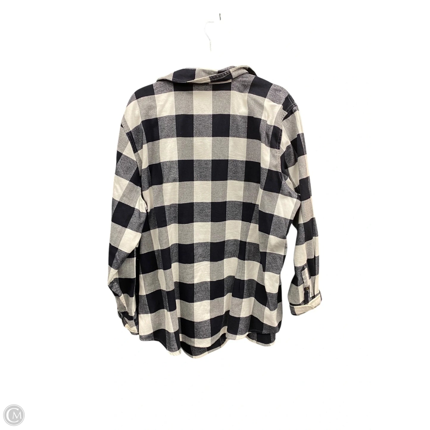Jacket Shirt By Chaps In Black & White, Size: 1x