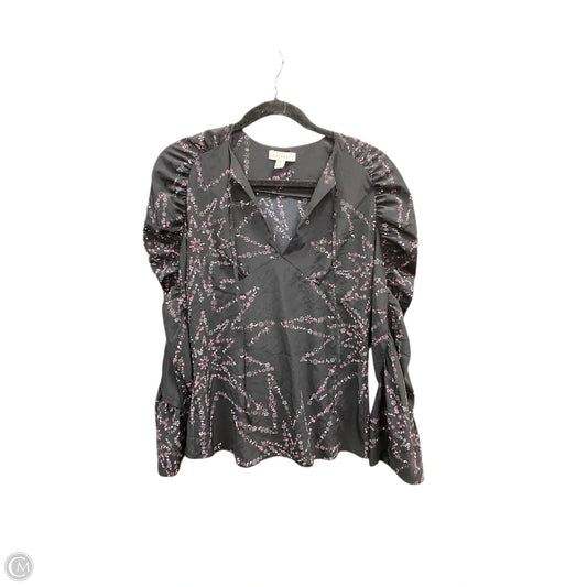 Blouse Long Sleeve By Top Shop In Black & Pink, Size: 2