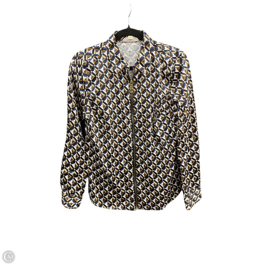 Blouse Long Sleeve By Michael By Michael Kors In Blue & Brown, Size: 10
