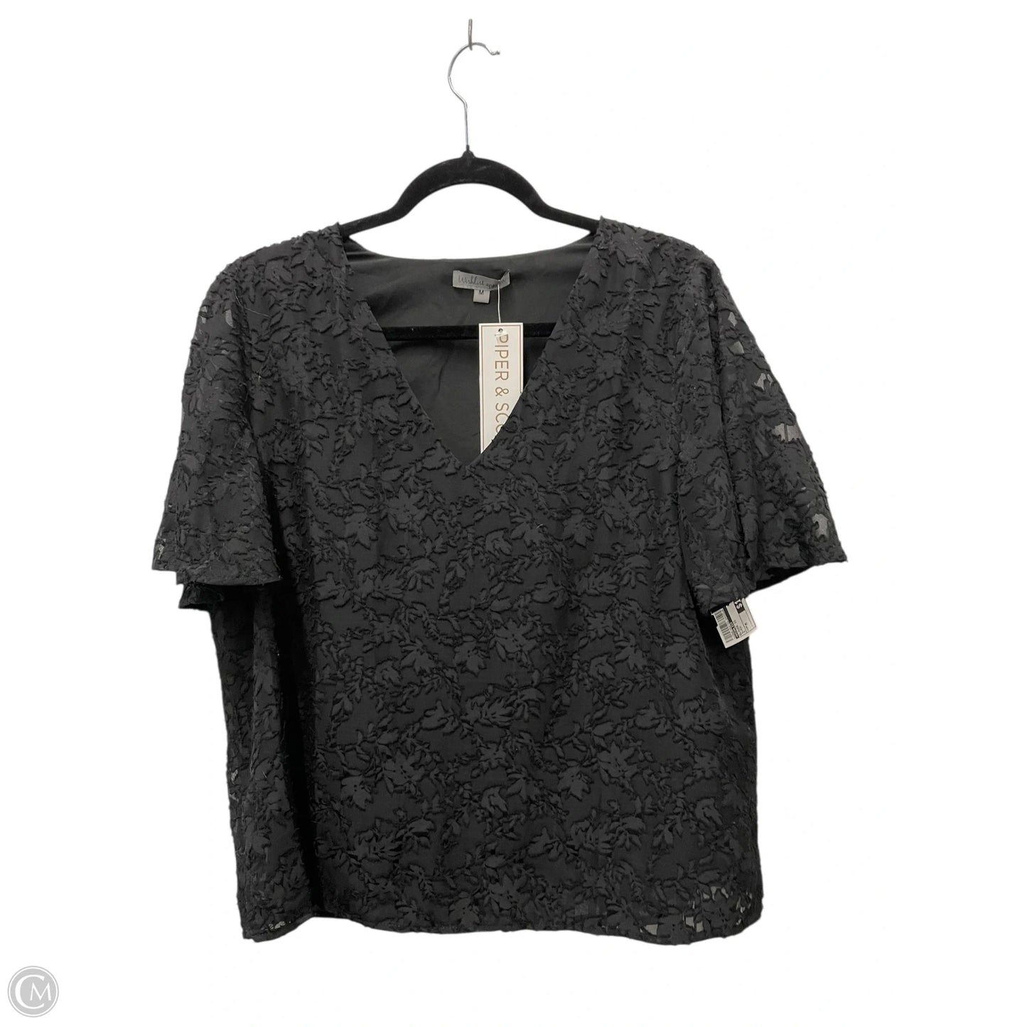 Blouse Short Sleeve By Wishlist In Black, Size: M