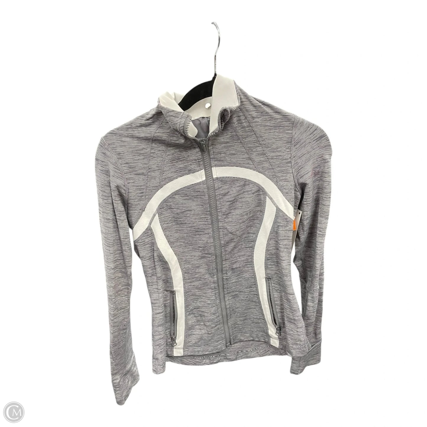 Athletic Jacket By Lululemon In Grey & White, Size: 8