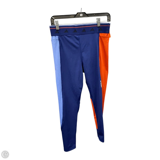 Athletic Leggings By Adidas In Blue & Orange, Size: L