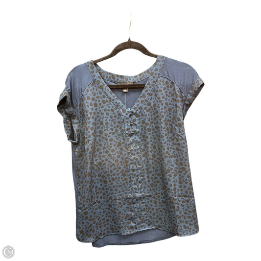 Blouse Short Sleeve By Fortune & Ivy In Black & Blue, Size: M
