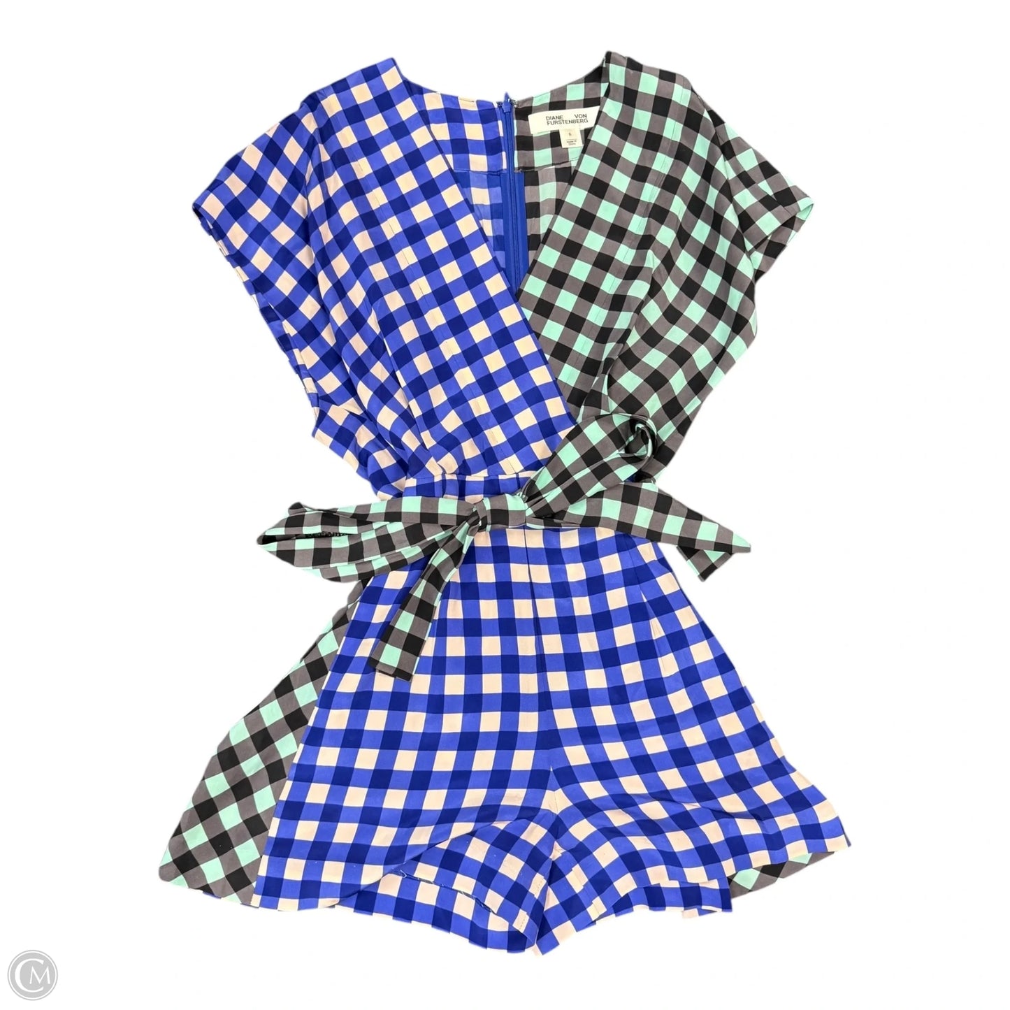 Romper Designer By Diane Von Furstenberg In Plaid Pattern, Size: 6