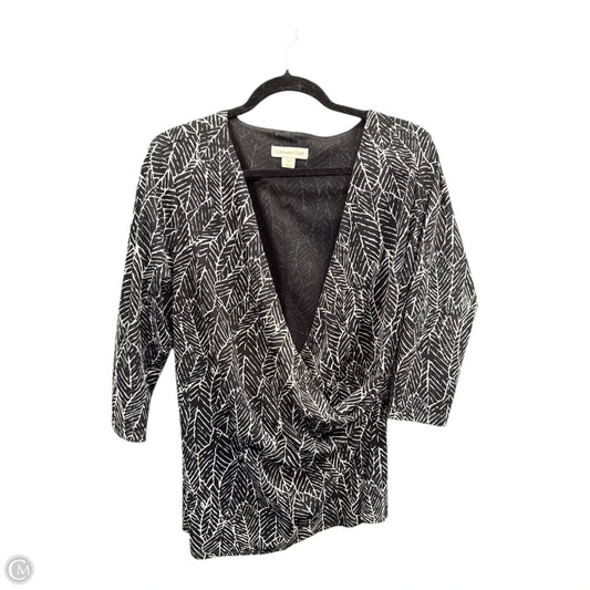 Blouse 3/4 Sleeve By Coldwater Creek In Black & White, Size: 1x