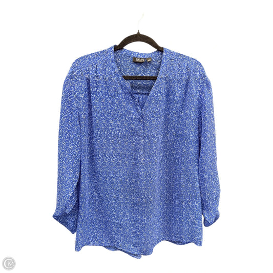 Blouse Long Sleeve By Ana In Blue & White, Size: 1x