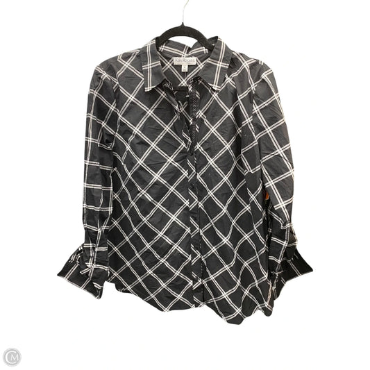 Blouse Long Sleeve By Nine West Apparel In Black & White, Size: Xl