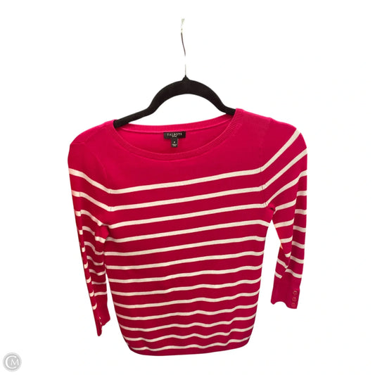 Sweater By Talbots In Pink & White, Size: Xs