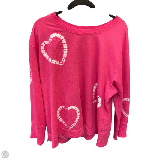 Top Long Sleeve By Jane And Delancey In Pink & White, Size: 2x