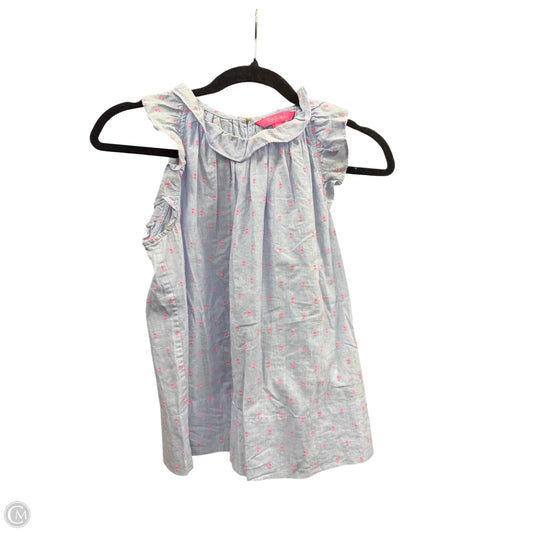 Top Short Sleeve Designer By Lilly Pulitzer In Blue & Pink, Size: Xxs