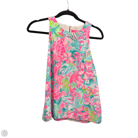 Top Sleeveless Designer By Lilly Pulitzer In Green & Pink, Size: Xs