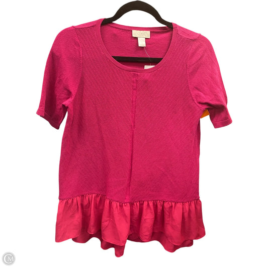 Sweater Short Sleeve By Loft In Pink, Size: S