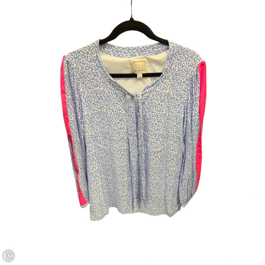 Blouse Long Sleeve By Sail To Sable In Blue & Pink, Size: L