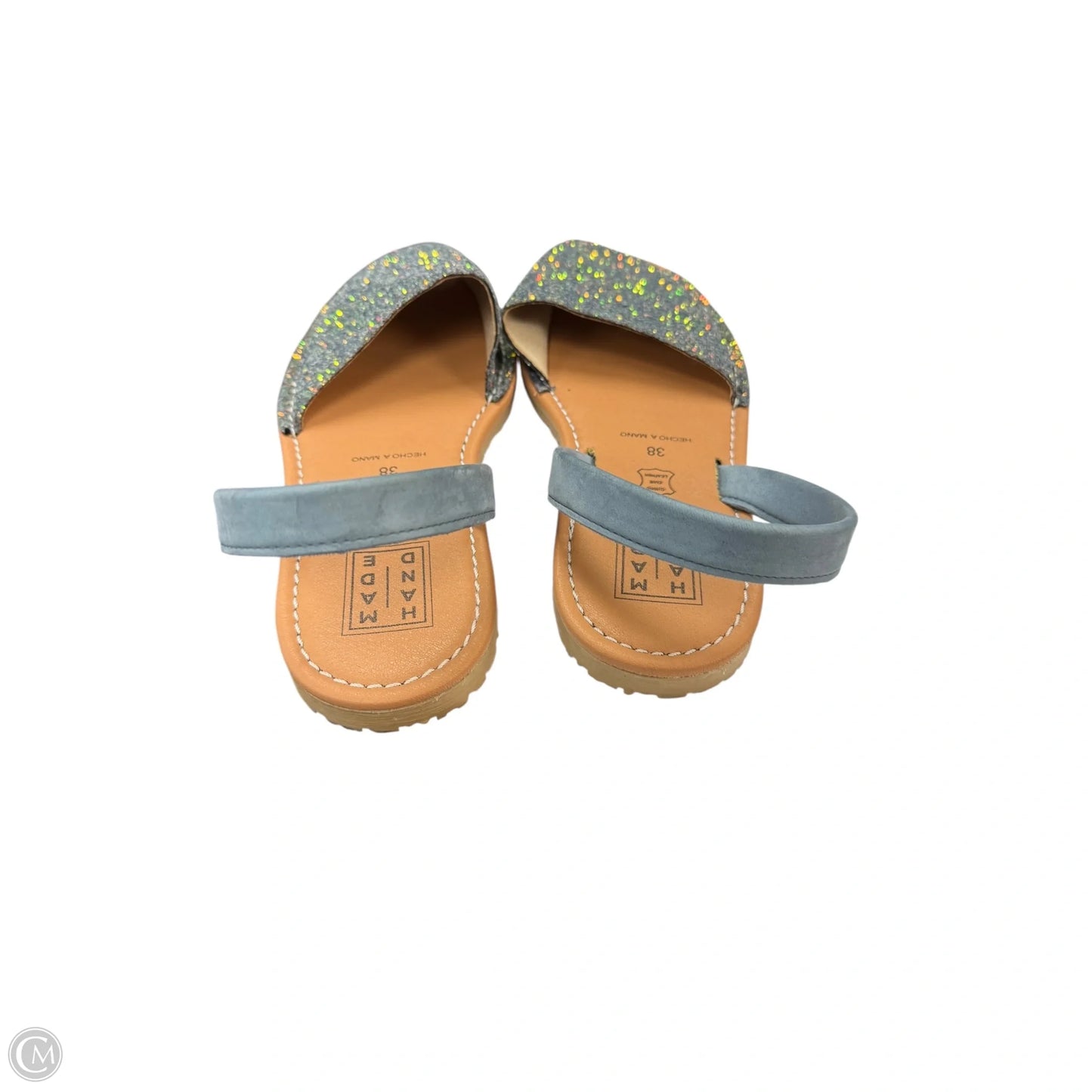 Sandals Flats By Clothes Mentor In Blue & Tan, Size: 7.5