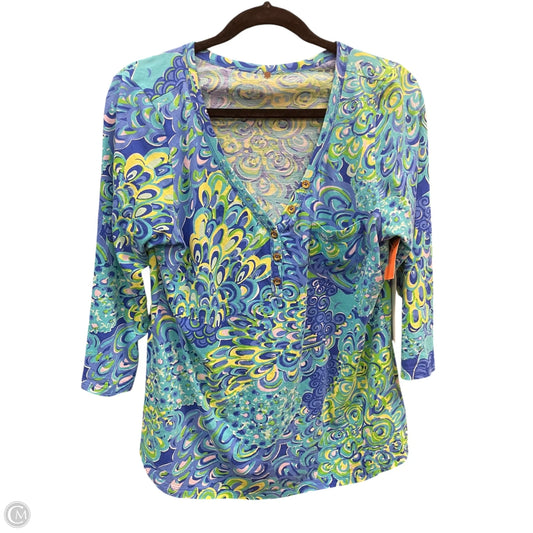 Top Long Sleeve Designer By Lilly Pulitzer In Blue & Green, Size: L
