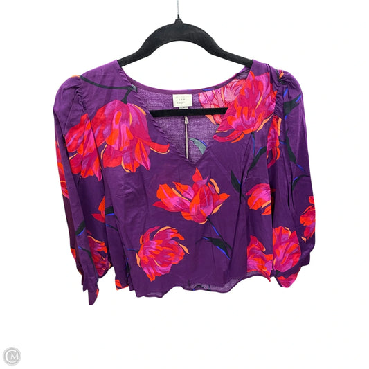 Blouse Long Sleeve By A New Day In Purple & Red, Size: Xs