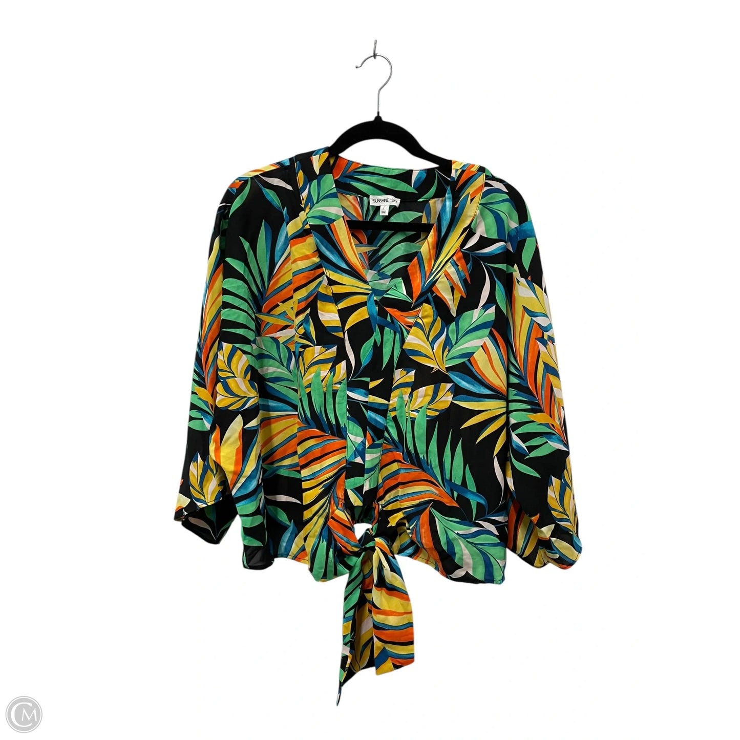 Blouse 3/4 Sleeve By Clothes Mentor In Tropical Print, Size: L
