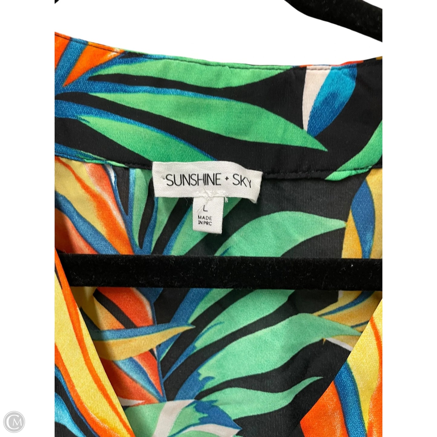 Blouse 3/4 Sleeve By Clothes Mentor In Tropical Print, Size: L
