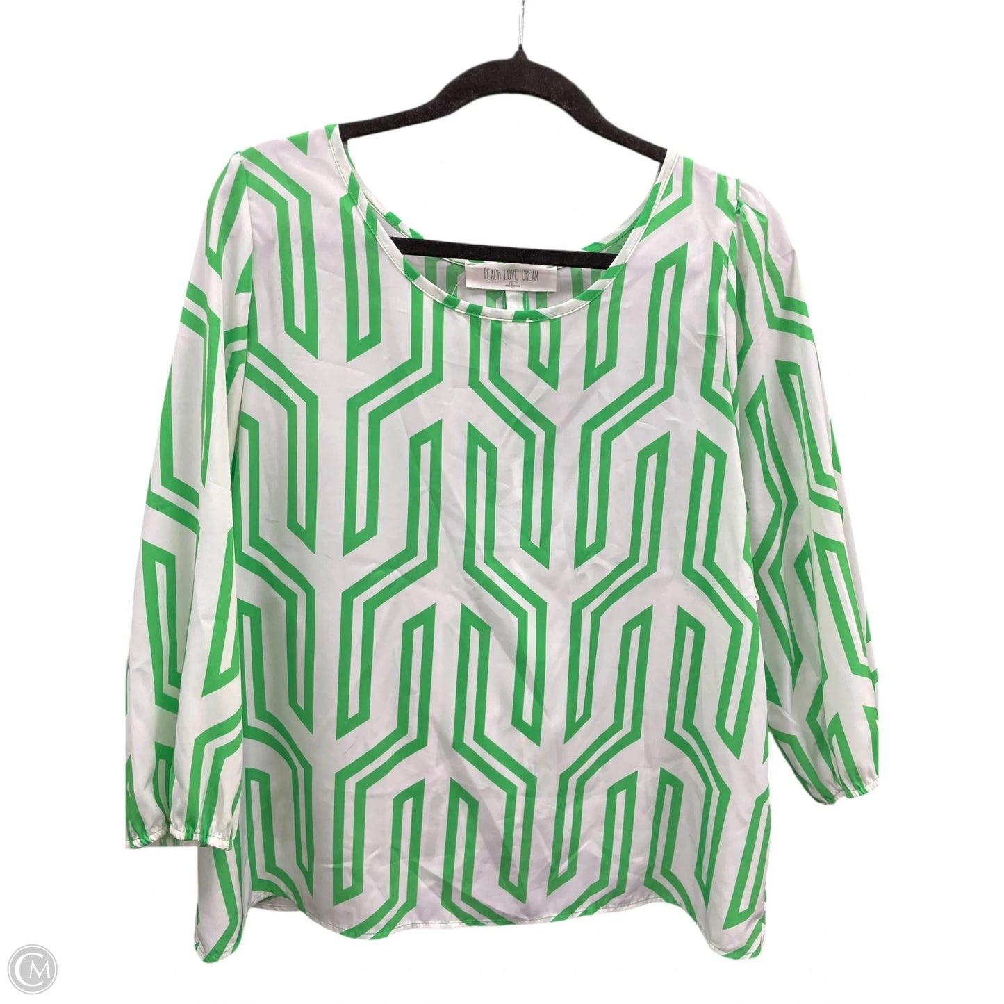 Blouse Long Sleeve By Peach Love Cream California In Geometric Pattern, Size: L