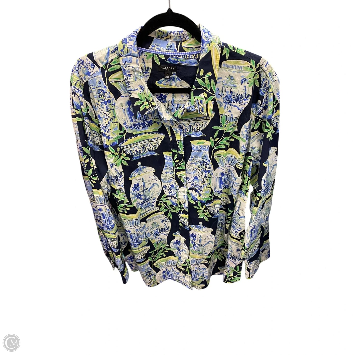 Blouse Long Sleeve By Talbots In Blue & Green, Size: 3x