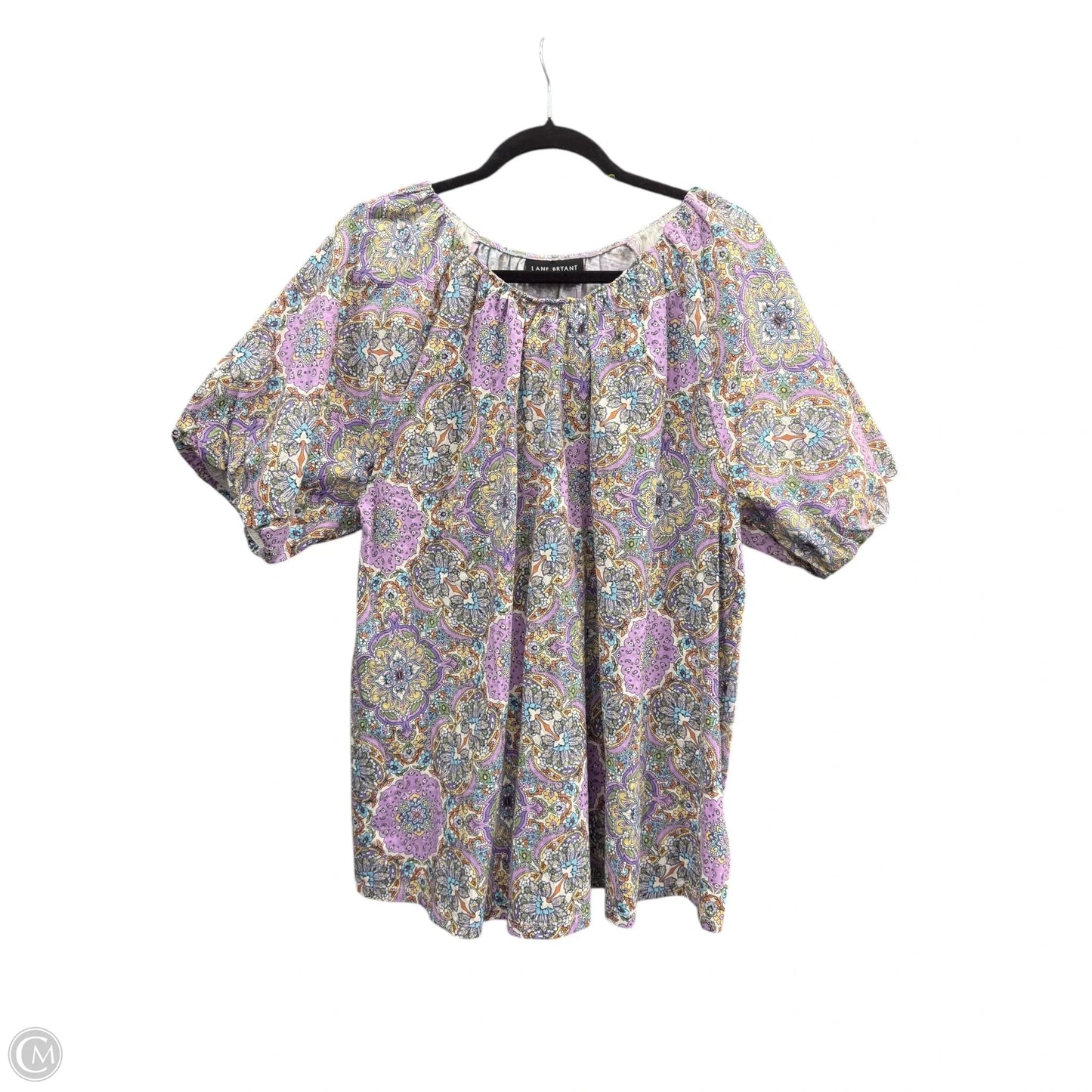 Top Short Sleeve By Lane Bryant In Purple & Yellow, Size: 18