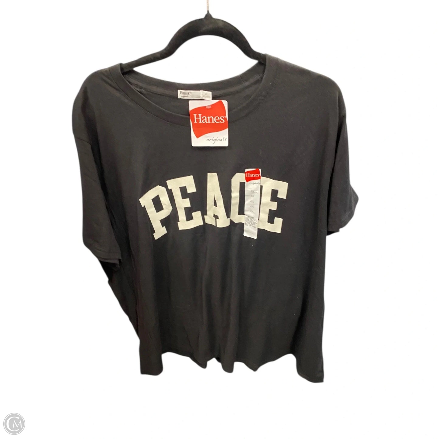 Top Short Sleeve Basic By Hanes In Black & White, Size: 4x