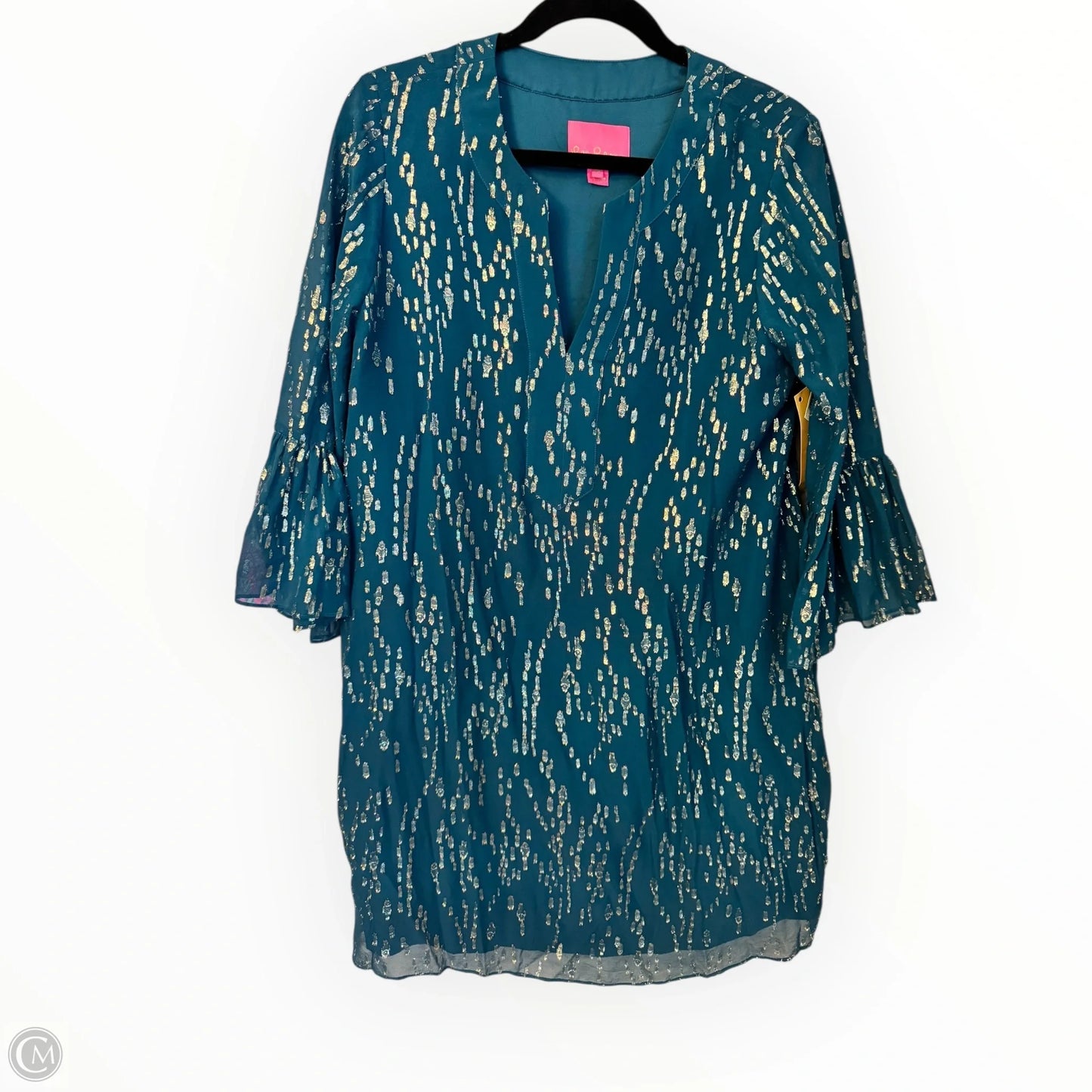 Dress Designer By Lilly Pulitzer In Gold & Green, Size: M