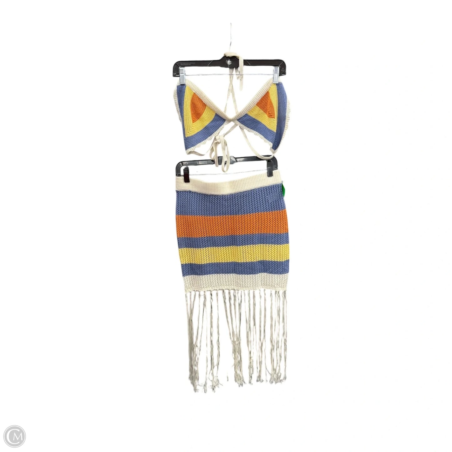 Skirt Set 2pc By Almost Famous In Blue & Cream, Size: M