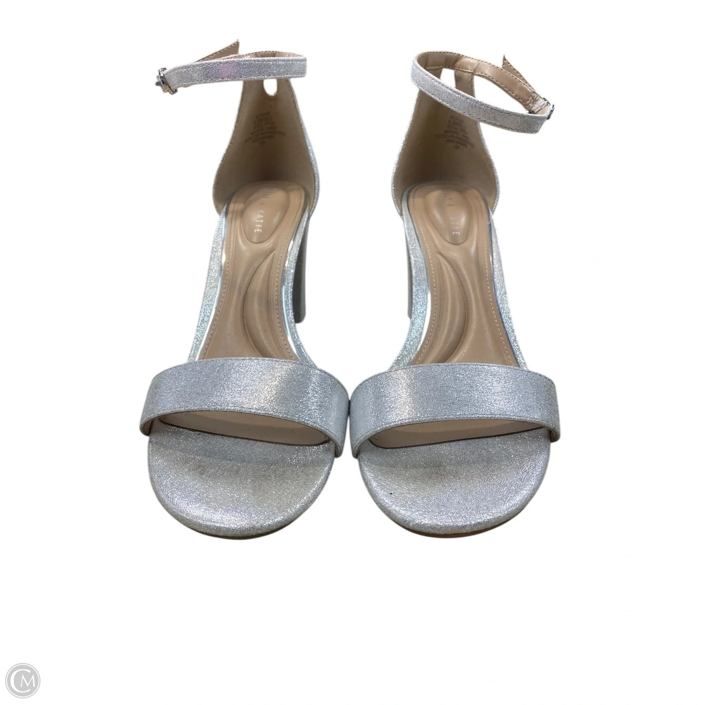 Sandals Heels Block By Kelly And Katie In Silver, Size: 8.5