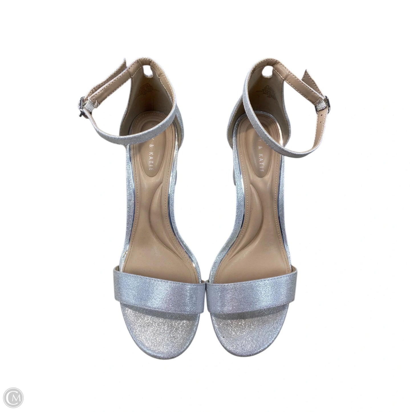 Sandals Heels Block By Kelly And Katie In Silver, Size: 8.5