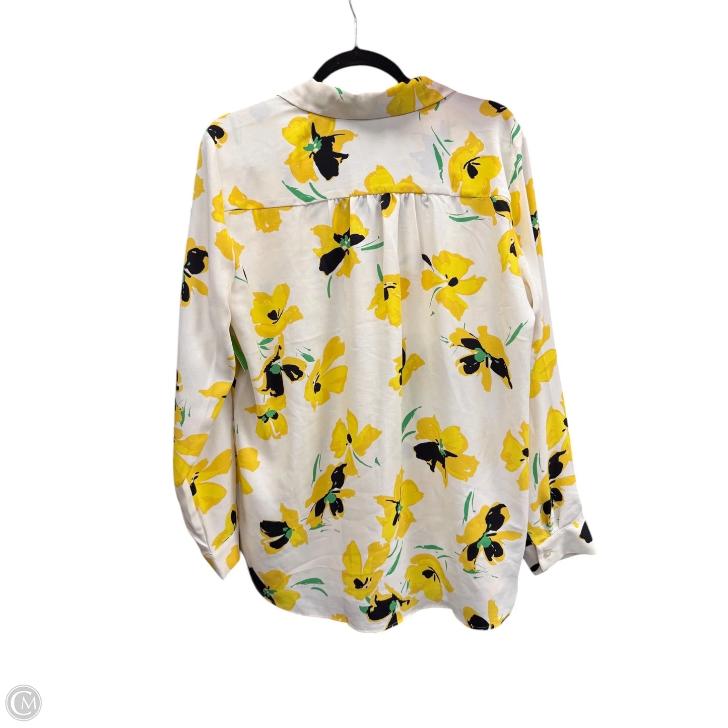 Blouse Long Sleeve By Ann Taylor In Black & Yellow, Size: S