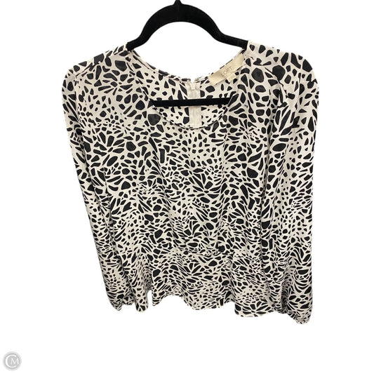 Blouse Long Sleeve By Loft In Black & White, Size: 14