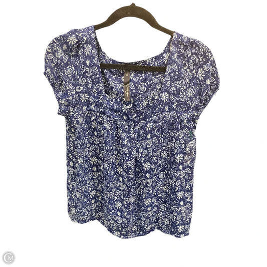 Blouse Short Sleeve By Jessica Simpson In Blue & White, Size: S