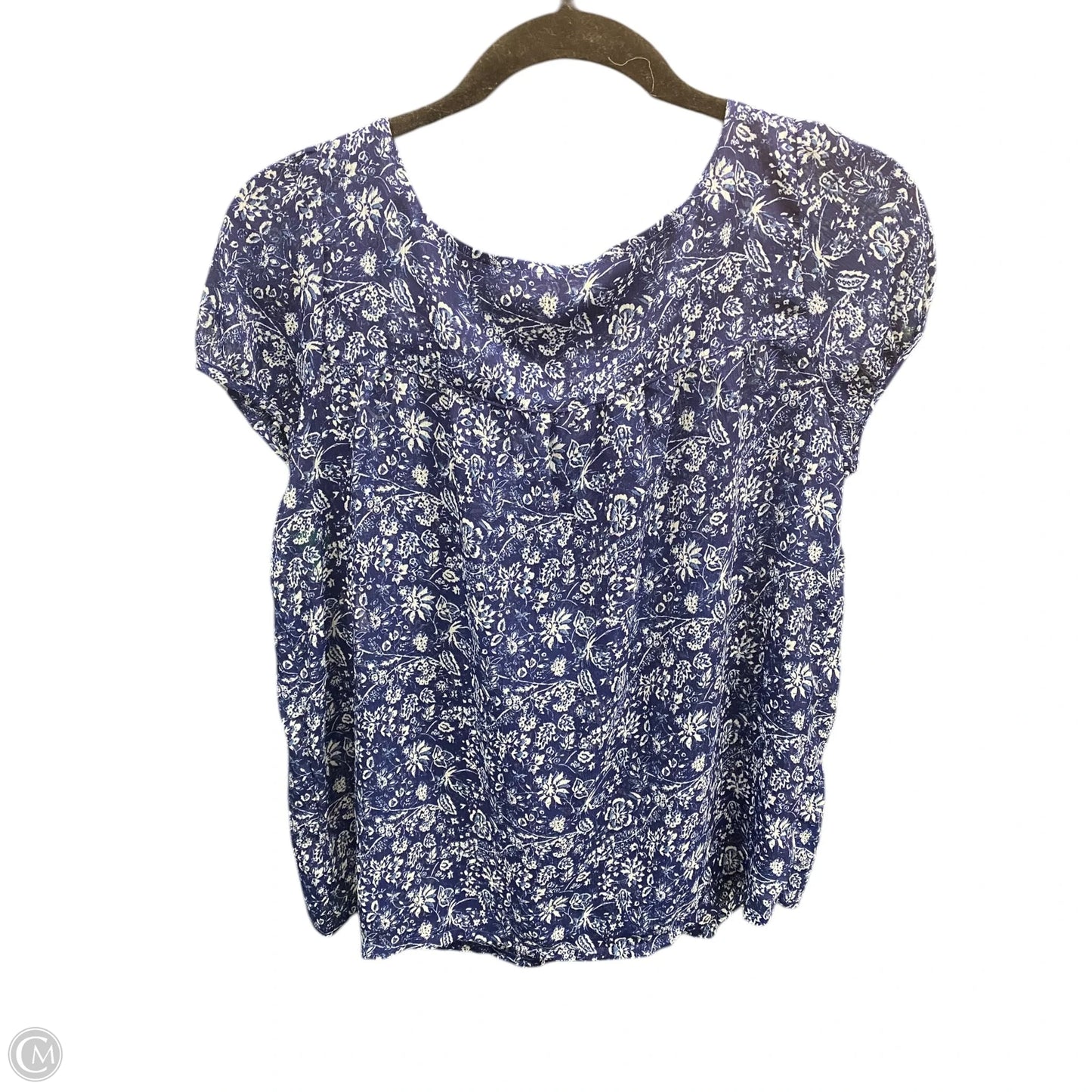 Blouse Short Sleeve By Jessica Simpson In Blue & White, Size: S