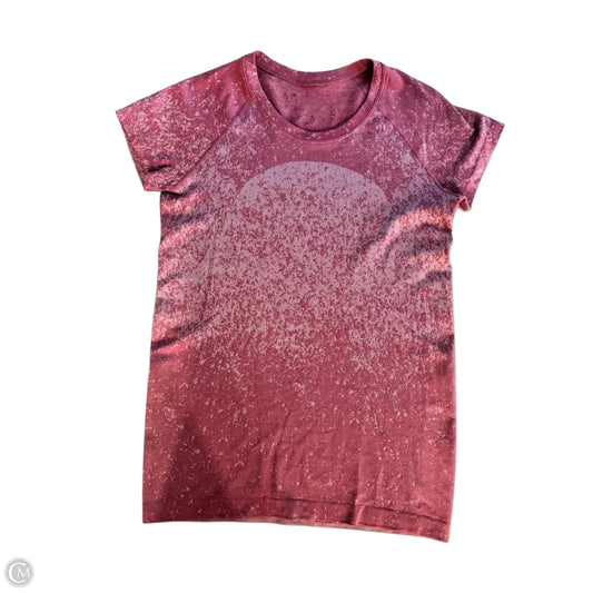 Athletic Top Short Sleeve By Lululemon In Pink, Size: L