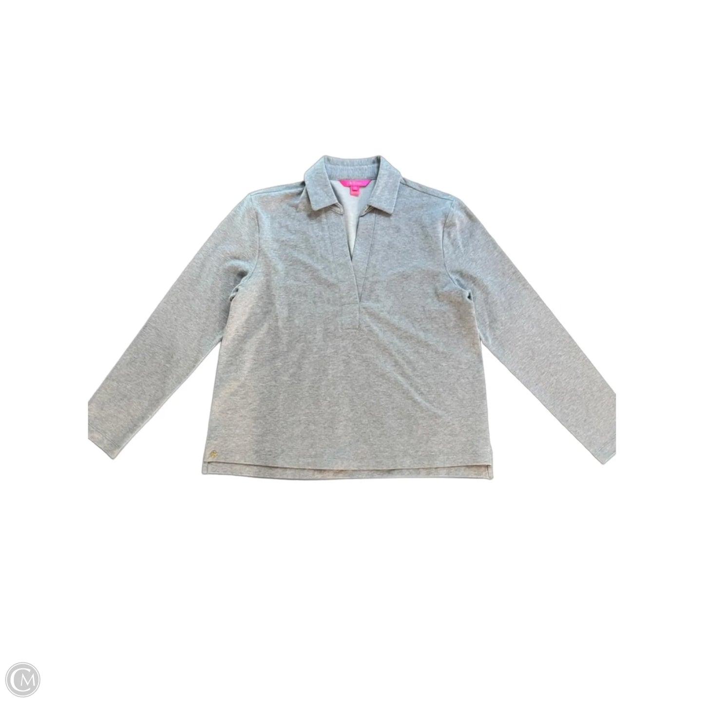 Top Long Sleeve Designer By Lilly Pulitzer In Grey & Silver, Size: M