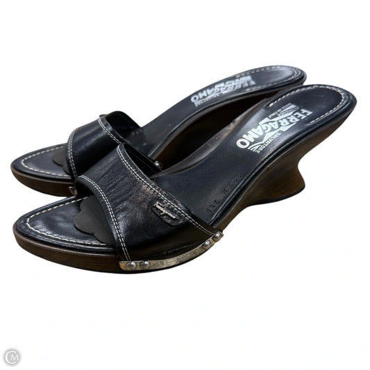 Shoes Luxury Designer By Ferragamo In Black, Size: 7.5