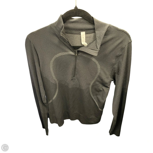 Athletic Top Long Sleeve Collar By Lululemon In Black & White, Size: 8
