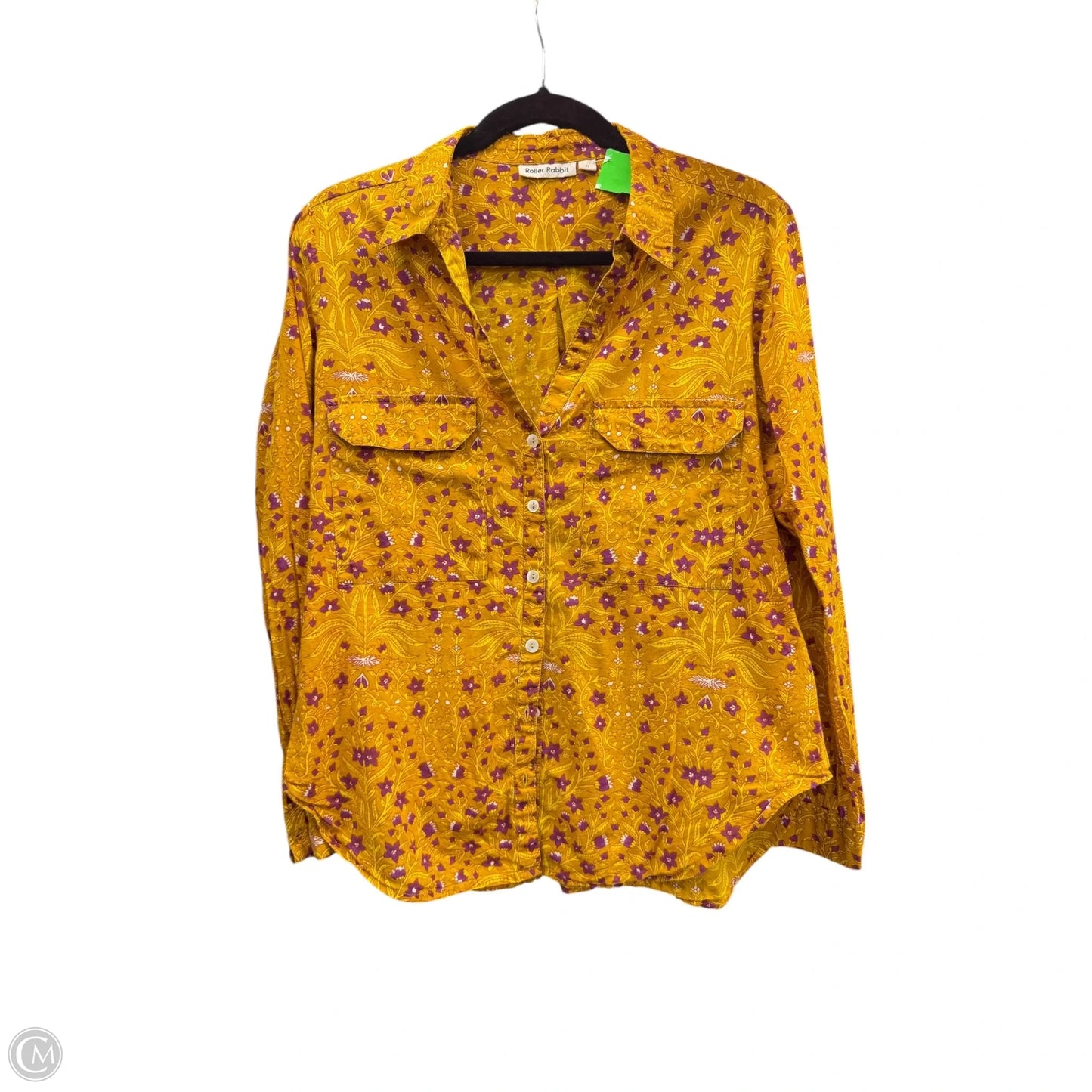 Blouse Long Sleeve By Roller Rabbit In Purple & Yellow, Size: M
