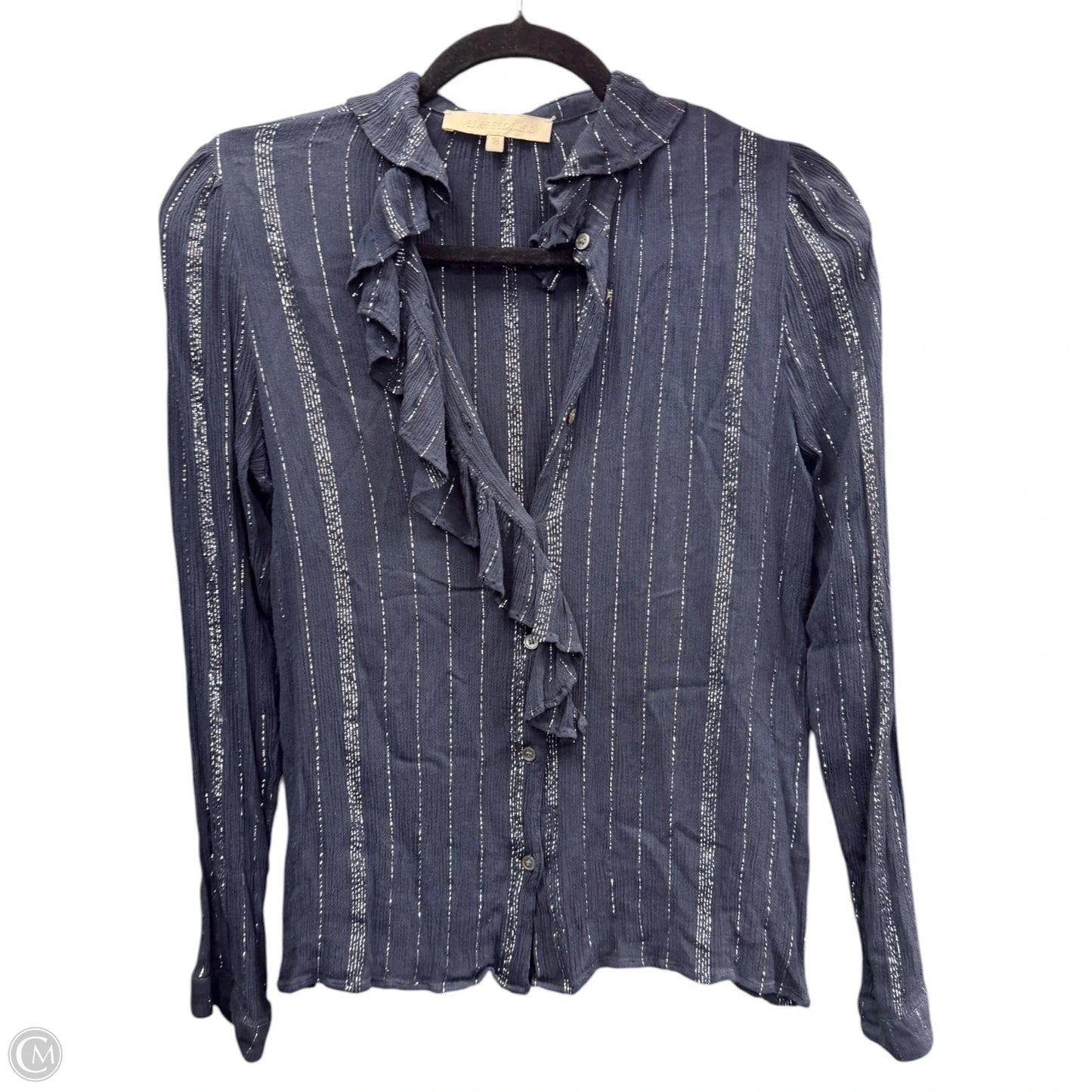 Blouse Long Sleeve By Cma In Blue & Silver, Size: 6