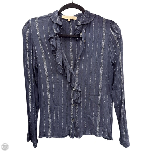 Blouse Long Sleeve By Cma In Blue & Silver, Size: 6