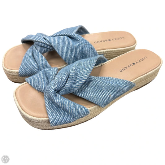 Sandals Heels Platform By Lucky Brand In Blue, Size: 9