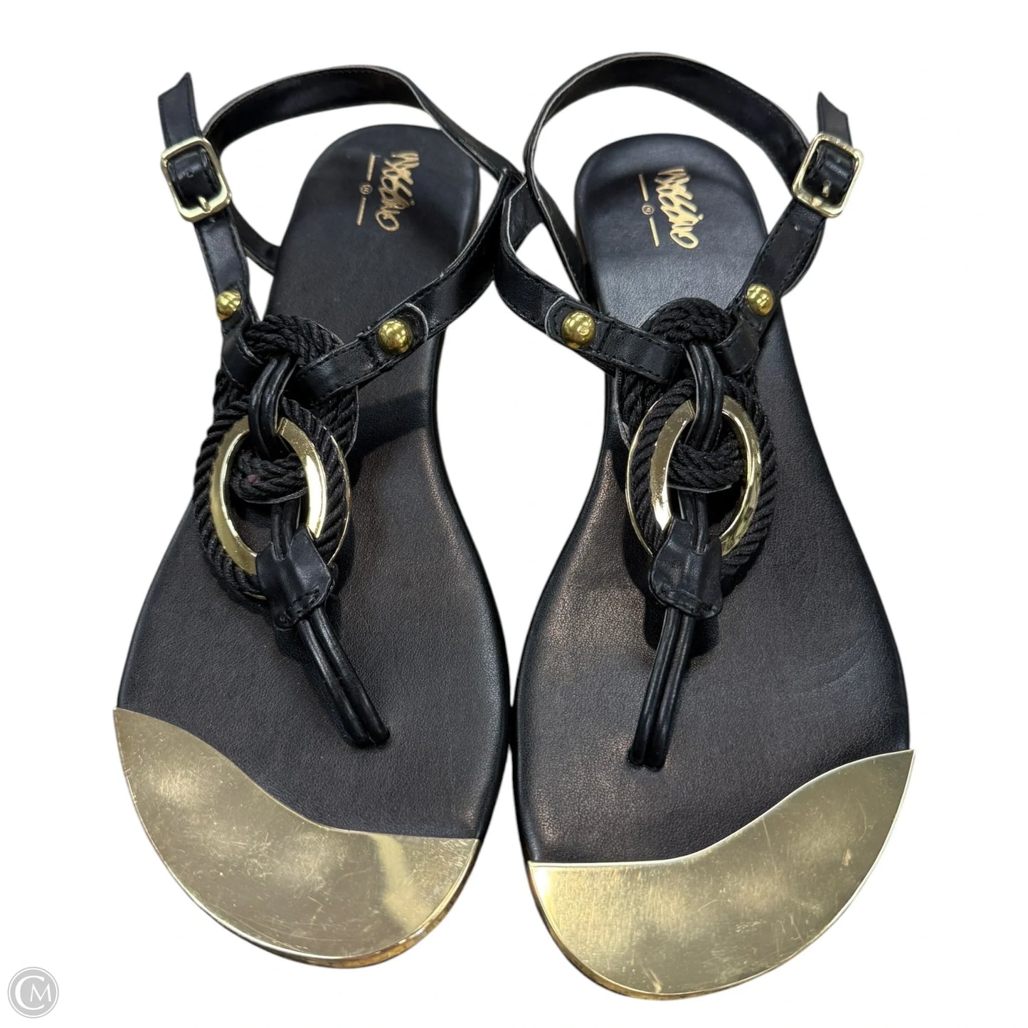 Sandals Flats By Mossimo In Black & Gold, Size: 9
