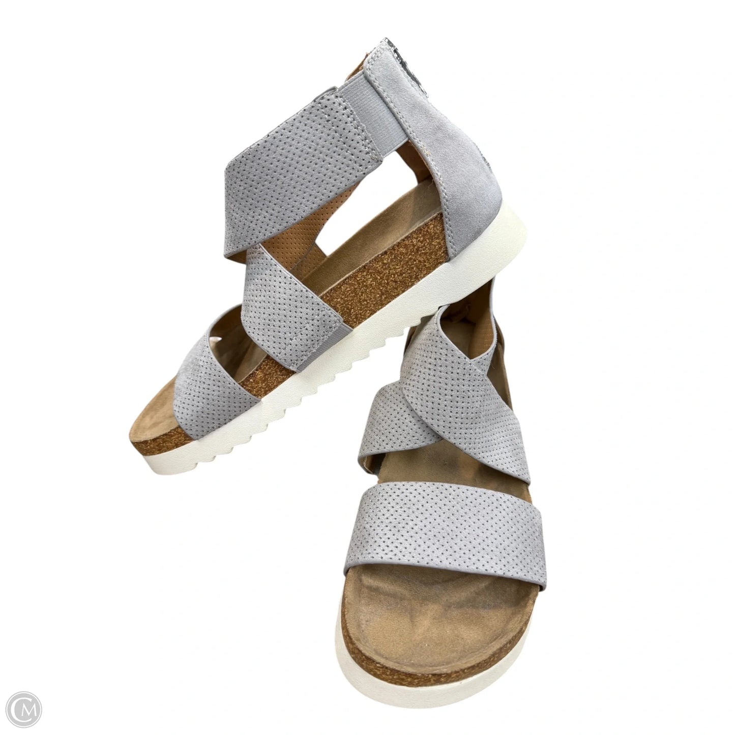 Sandals Heels Platform By New Directions In Grey, Size: 8.5