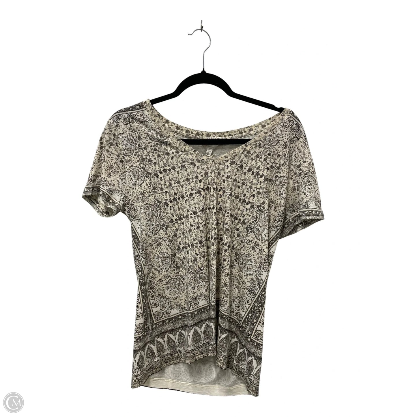 Top Short Sleeve By Lucky Brand In Black & Cream, Size: S
