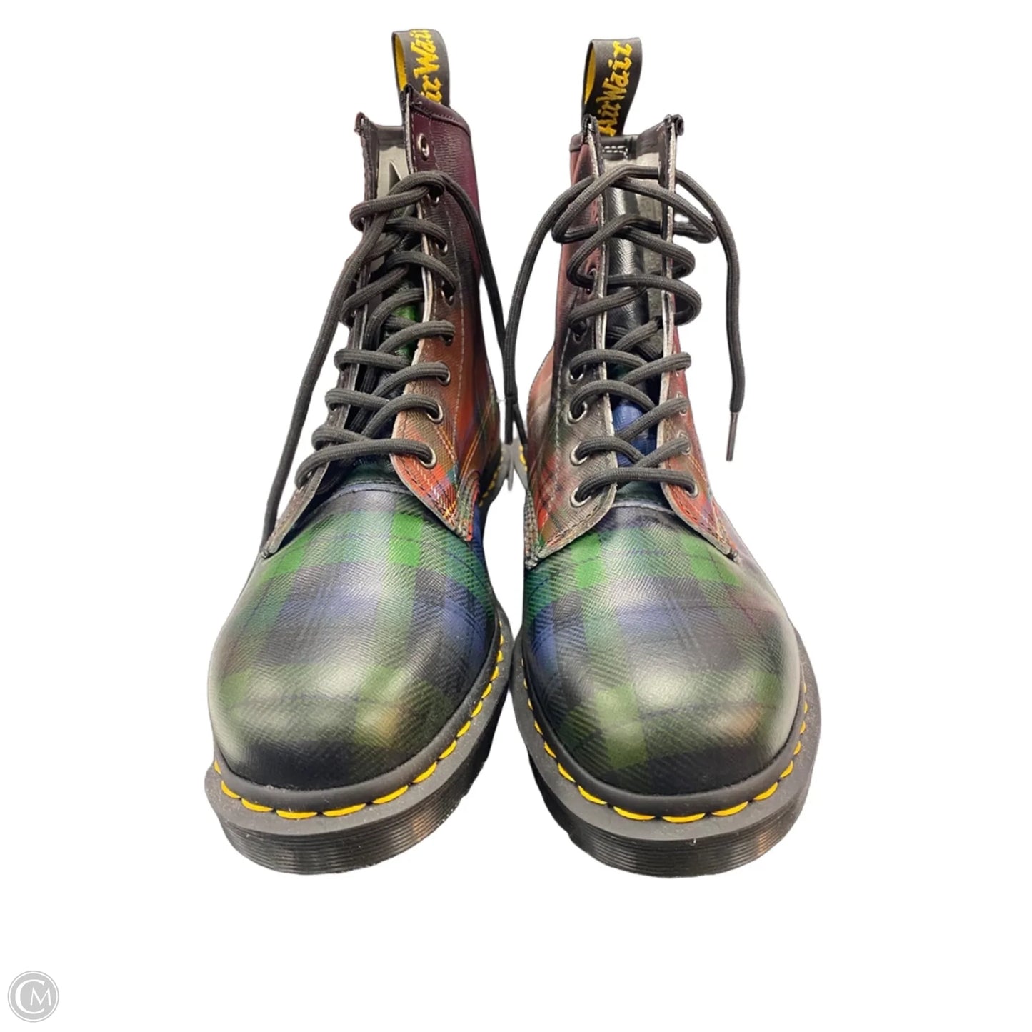 Boots Combat By Dr Martens In Plaid Pattern, Size: 10
