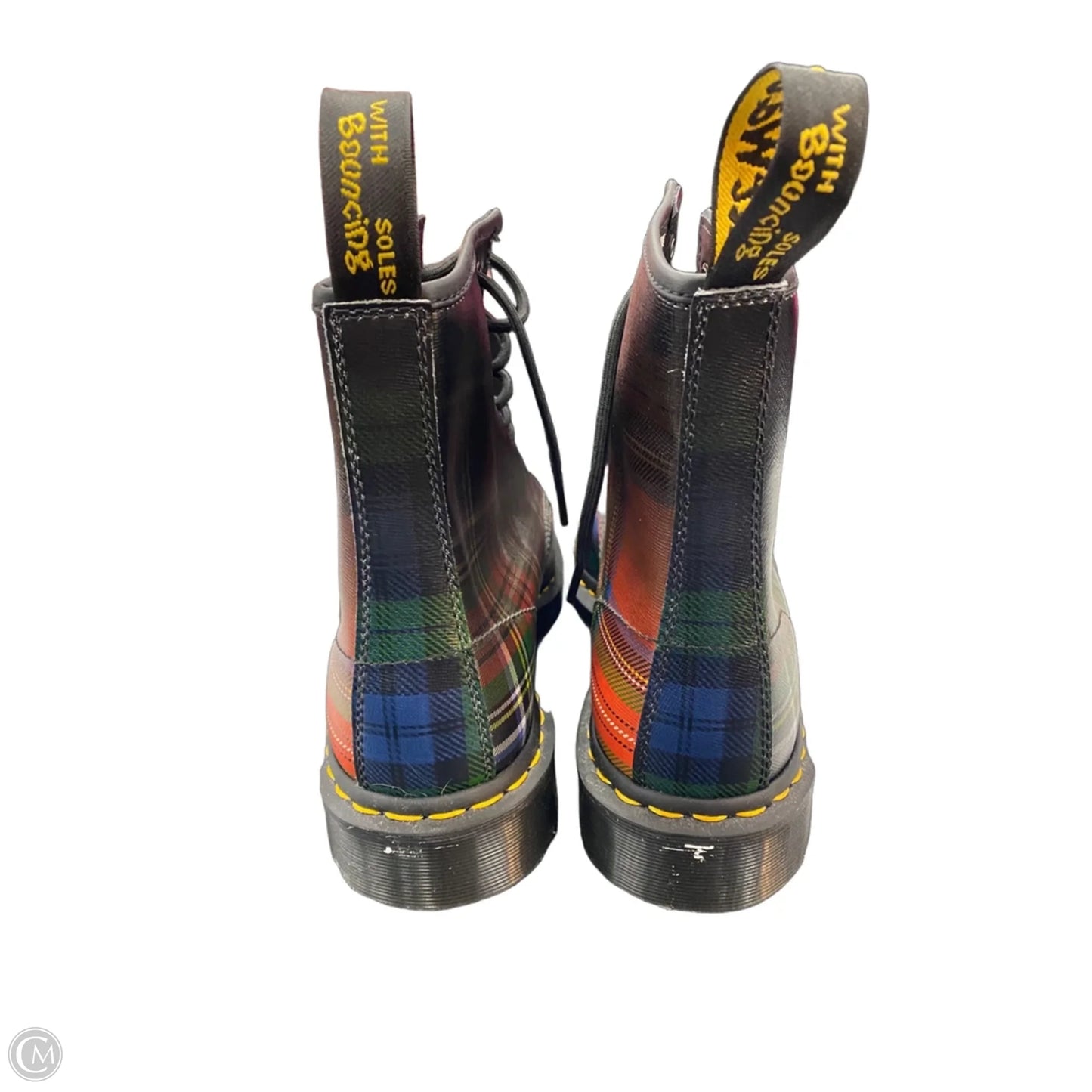 Boots Combat By Dr Martens In Plaid Pattern, Size: 10