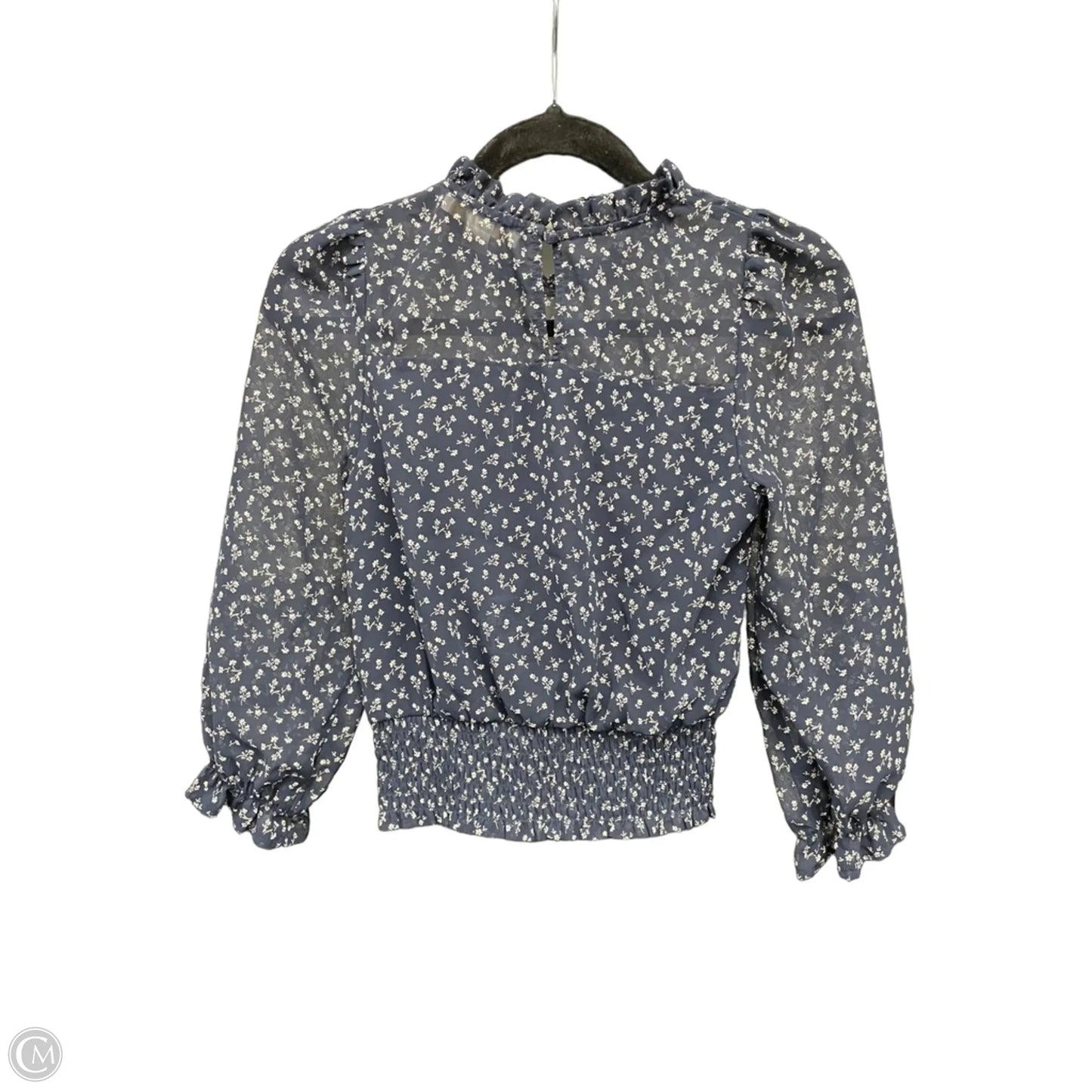 Blouse Long Sleeve By Monteau In Blue & Cream, Size: Xs
